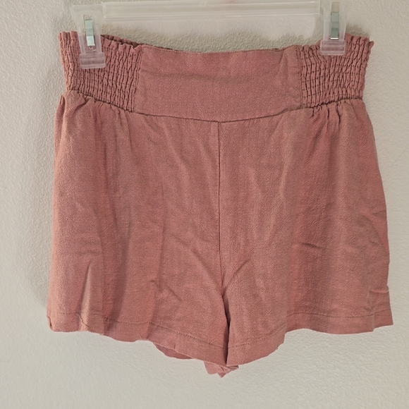 Women's Pink Smocked Shorts - Picture 1 of 7